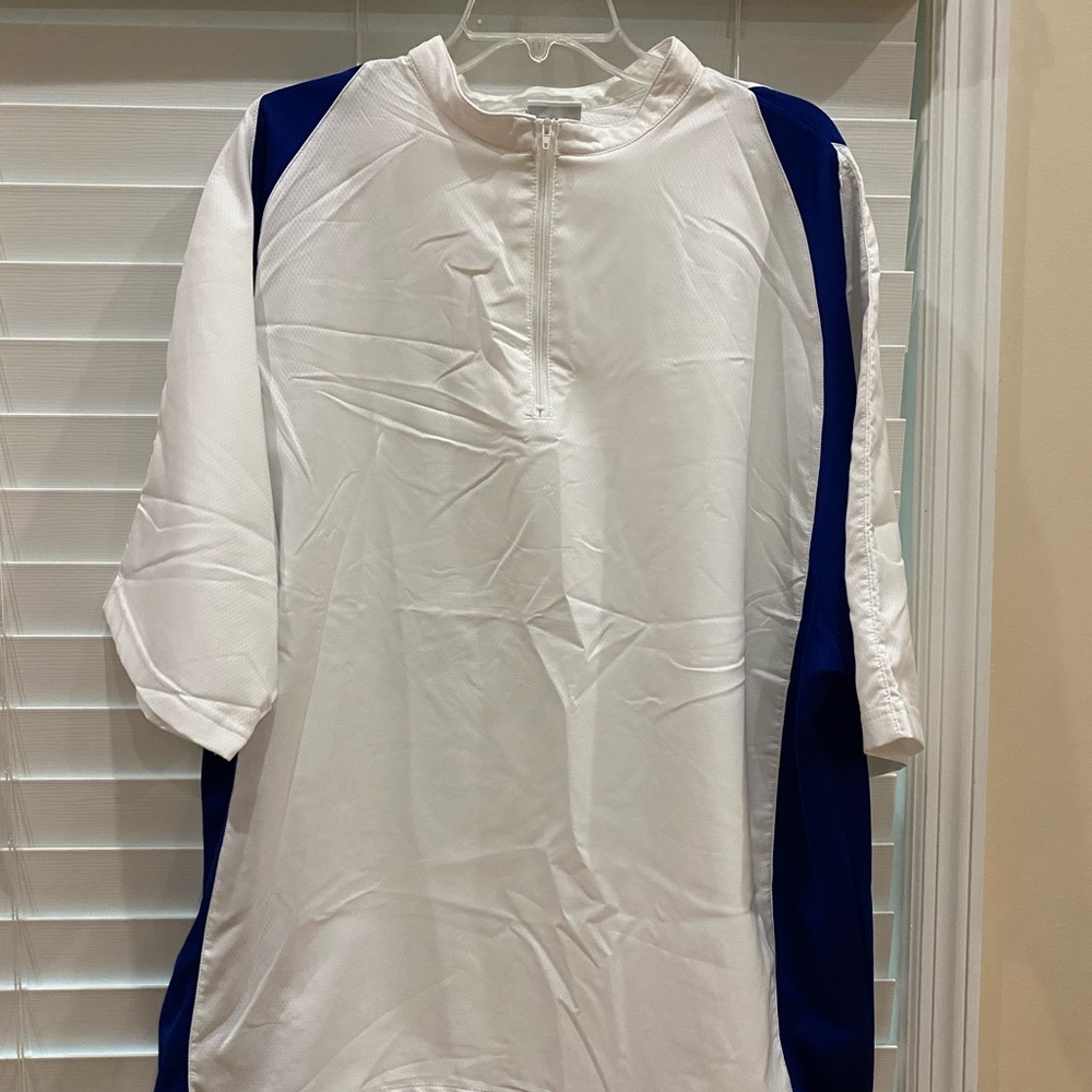 Men’s Worth Quarter Zip Short Sleeve Pullover EUC Size XL White and Royal Blue
